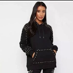 Maniere De Voir Black Studded Hoodie
